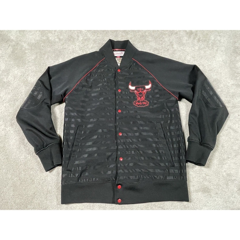 Mitchell & Ness Chicago Bulls Hardwood Classics Jacket Black Red Mens Medium